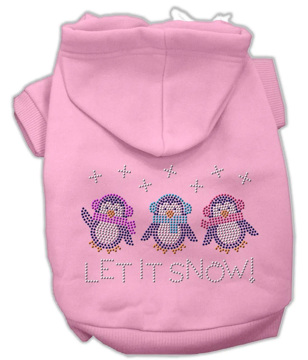 Let It Snow Penguins Rhinestone Hoodie Pink Xs (8)