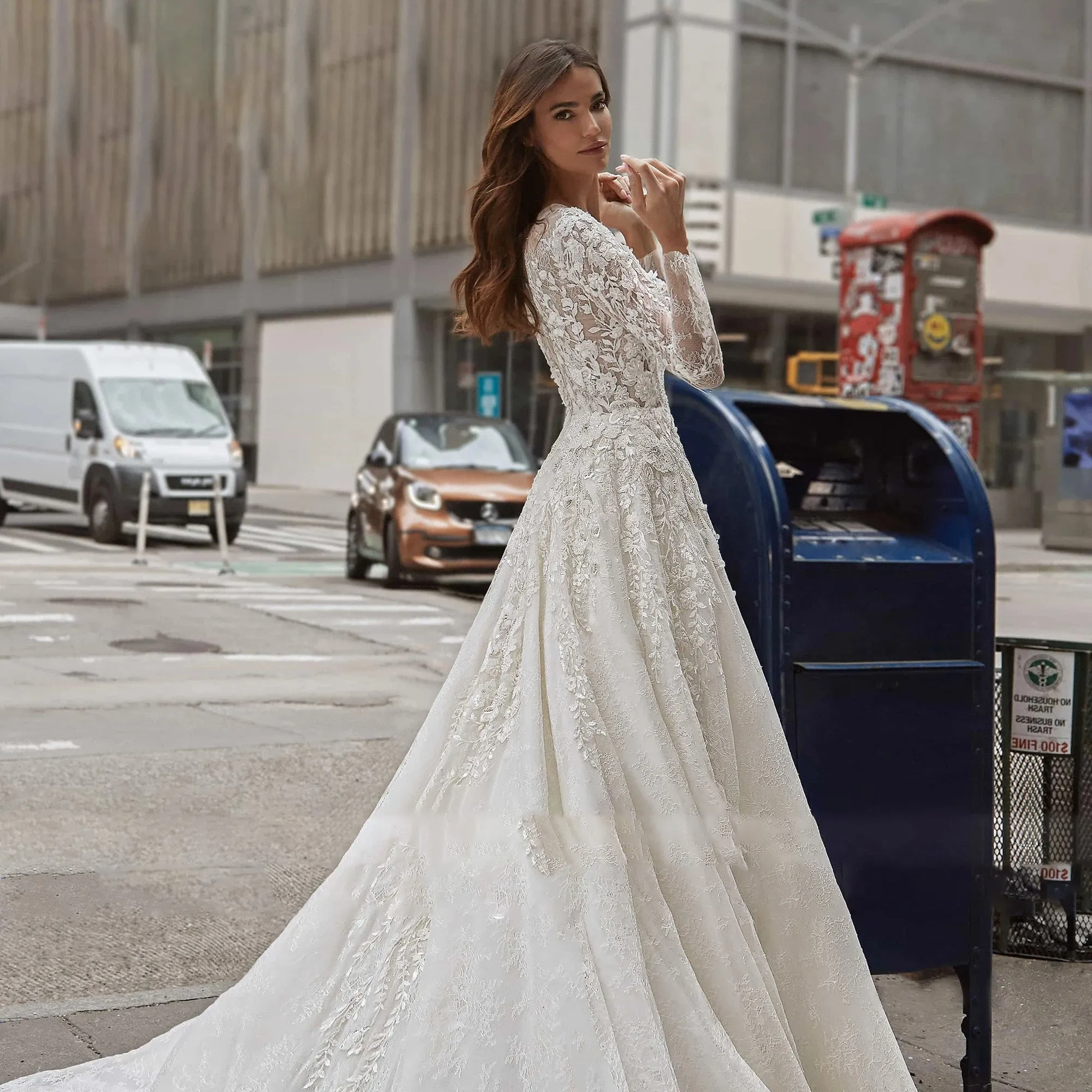 Louis Novias Sequined A-Line Long Sleeve Wedding Dress