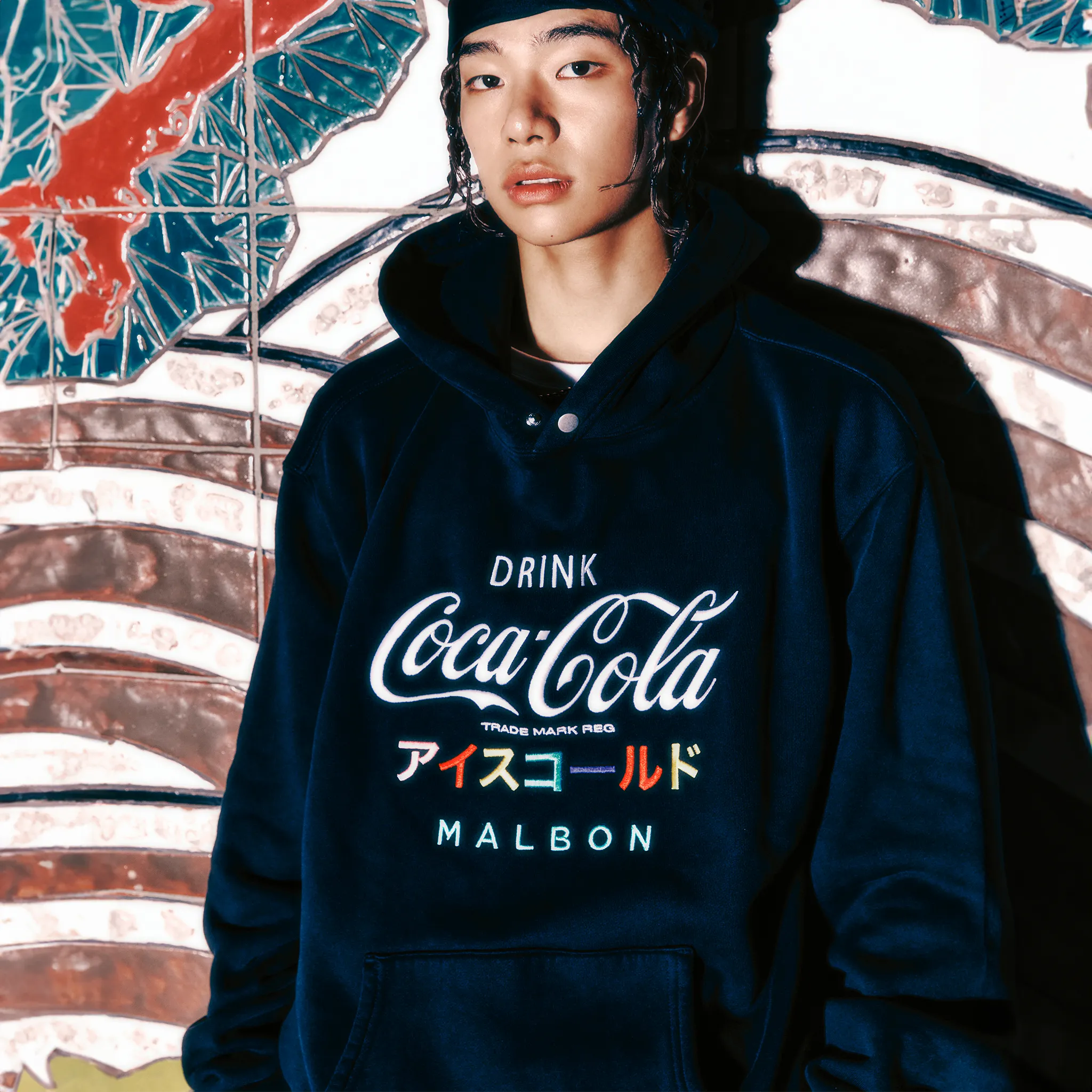 Malbon Golf X COCA COLA ICE COLD HOODIE - BLACK