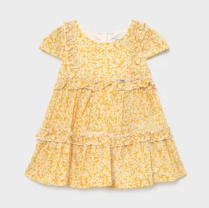 Mayoral Baby and Toddler Girls Mustard Voile Printed Dress