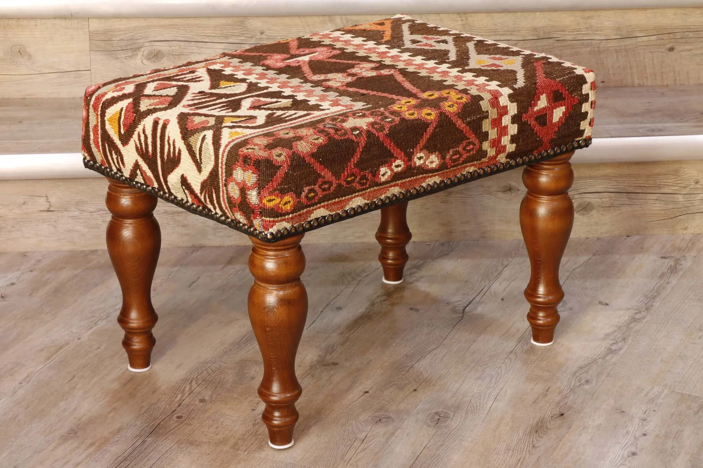 Medium Turkish kilim covered stool - 296208