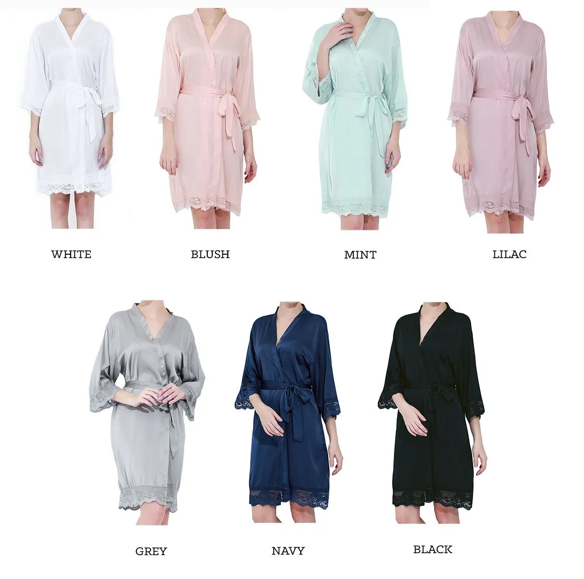 Monogram Satin Lace Robe