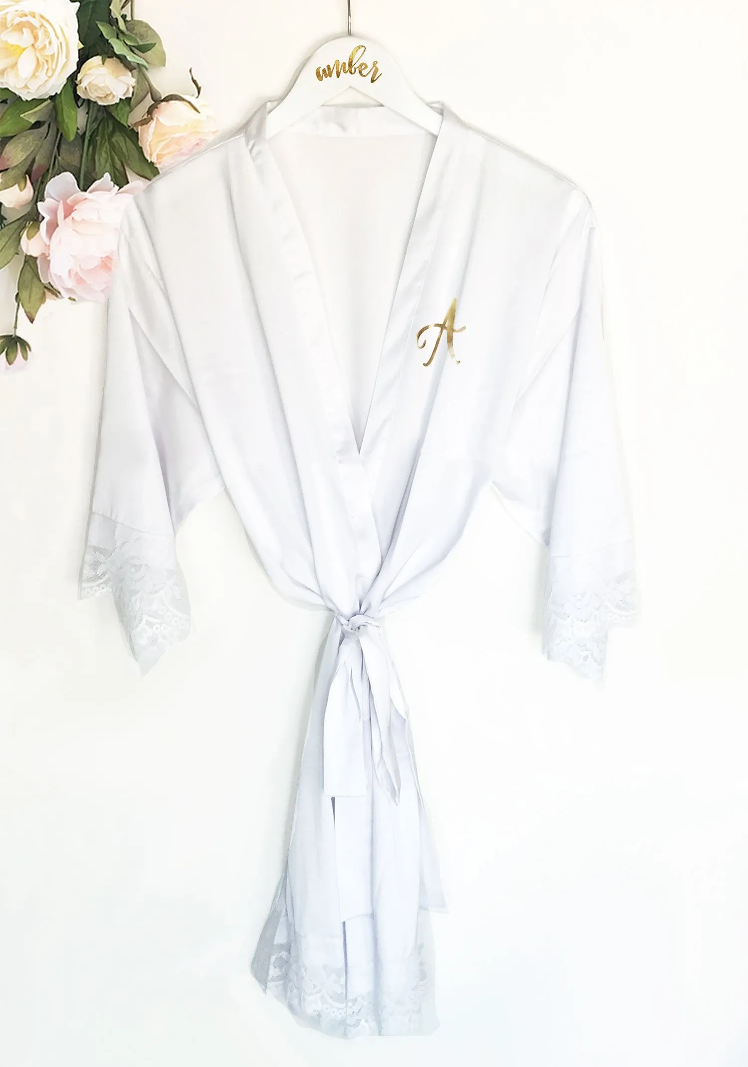 Monogram Satin Lace Robe