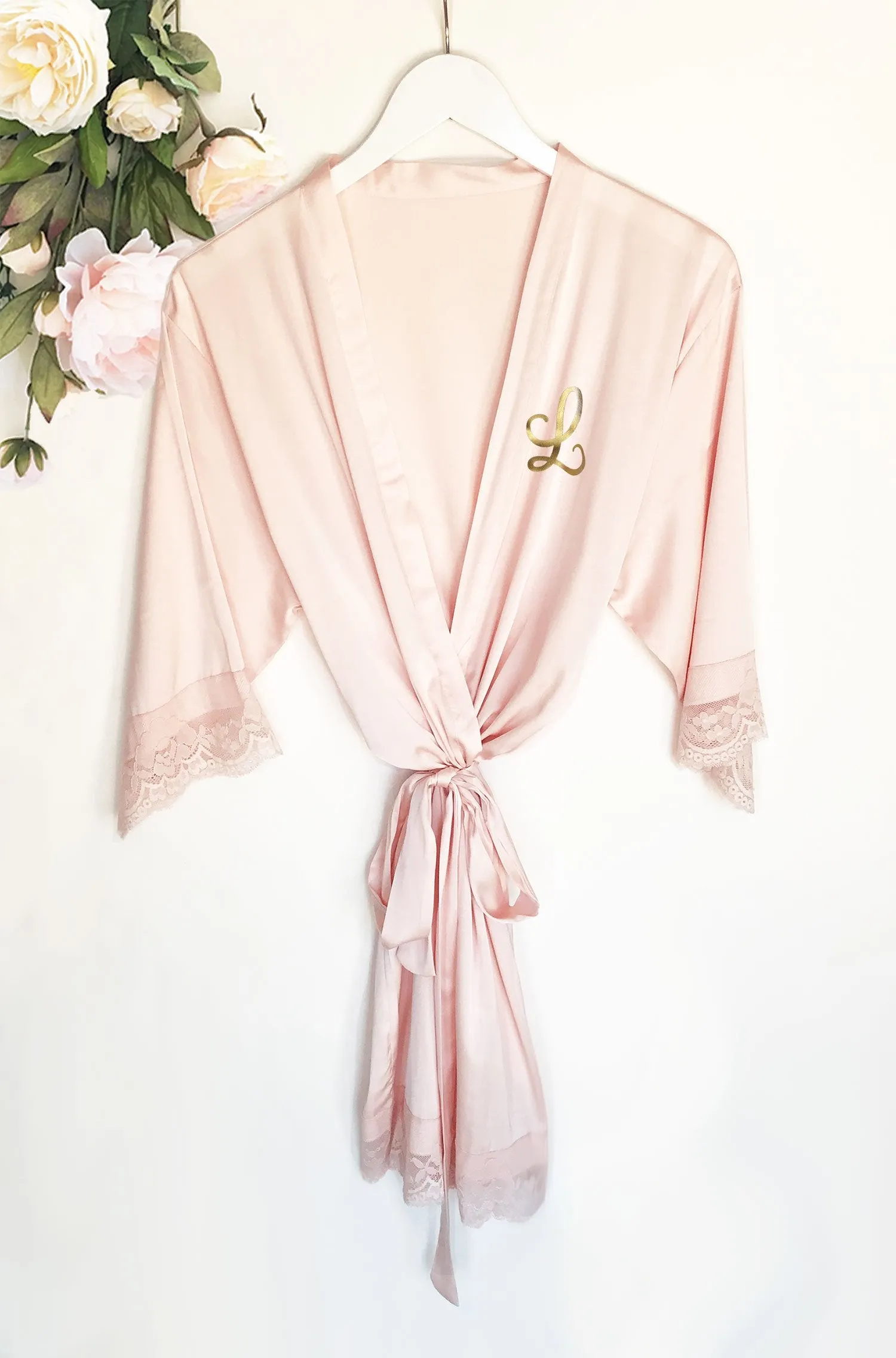 Monogram Satin Lace Robe