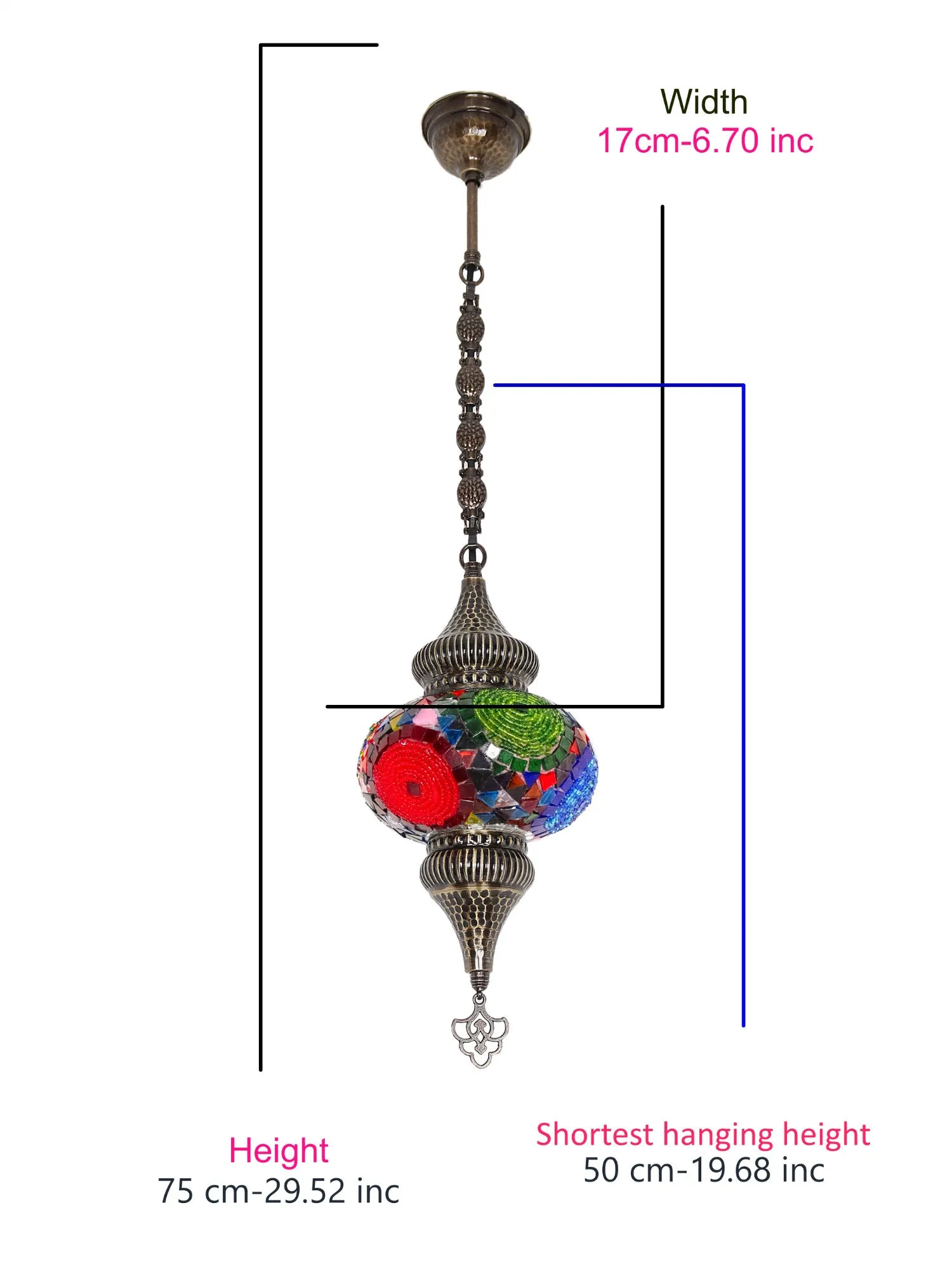 Mosaic Hanging Lamp Turkish Design Colorful Color