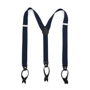 Navy Blue Unisex Button End Suspenders