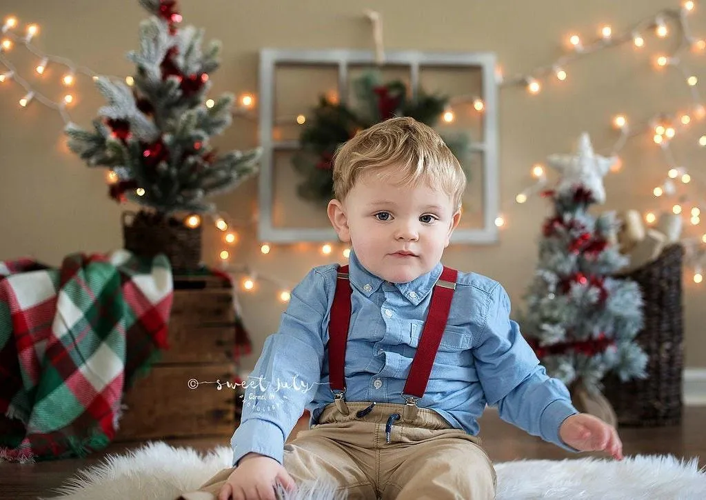 Navy Bow Tie & Burgundy Suspenders Set