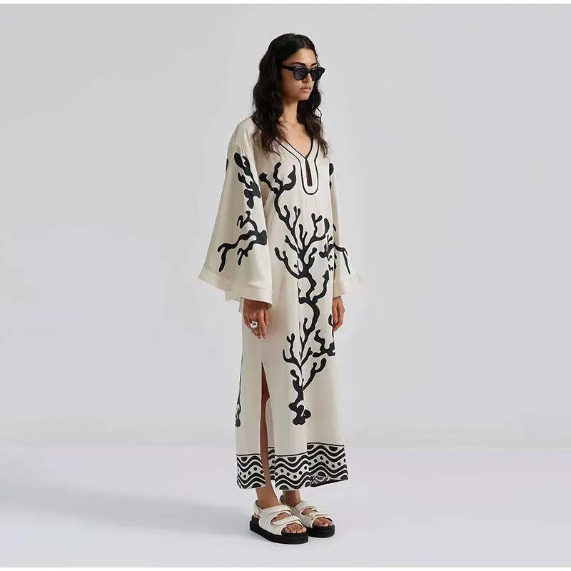 New Long Sleeve Printed Loose Dress