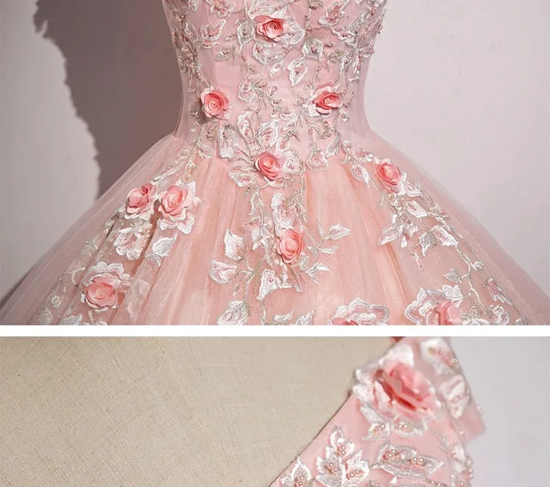 Off The Shoulder Sweet Floral Print Quinceañera Dress