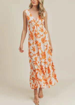 Orange Floral Maxi Dress