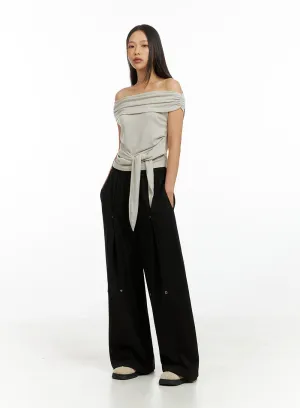 Pintucked Wide Leg Sweatpants IG405