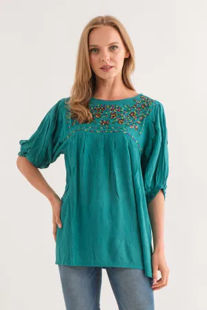 RAJ DARLENE TEAL TOP