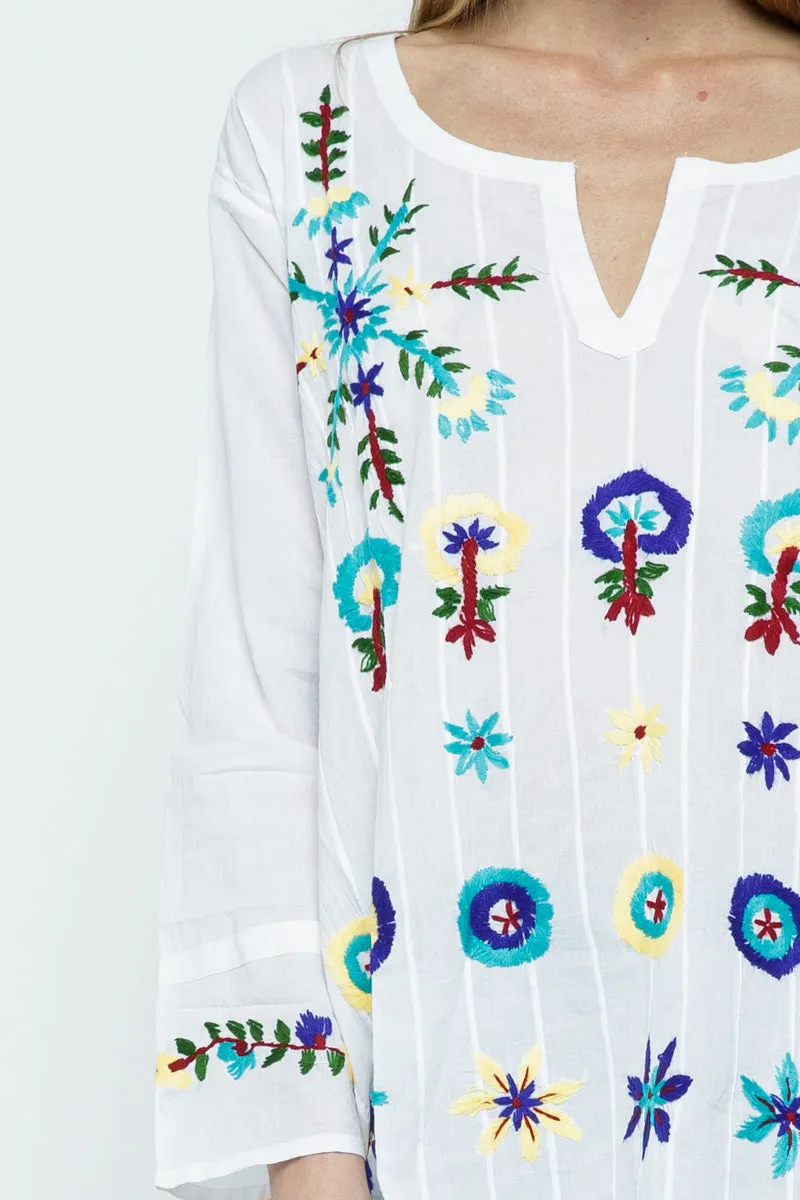 RAJ GIGI FLORAL EMBROIDERED DETAIL TUNIC