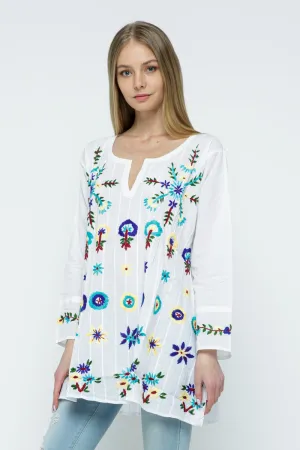 RAJ GIGI FLORAL EMBROIDERED DETAIL TUNIC