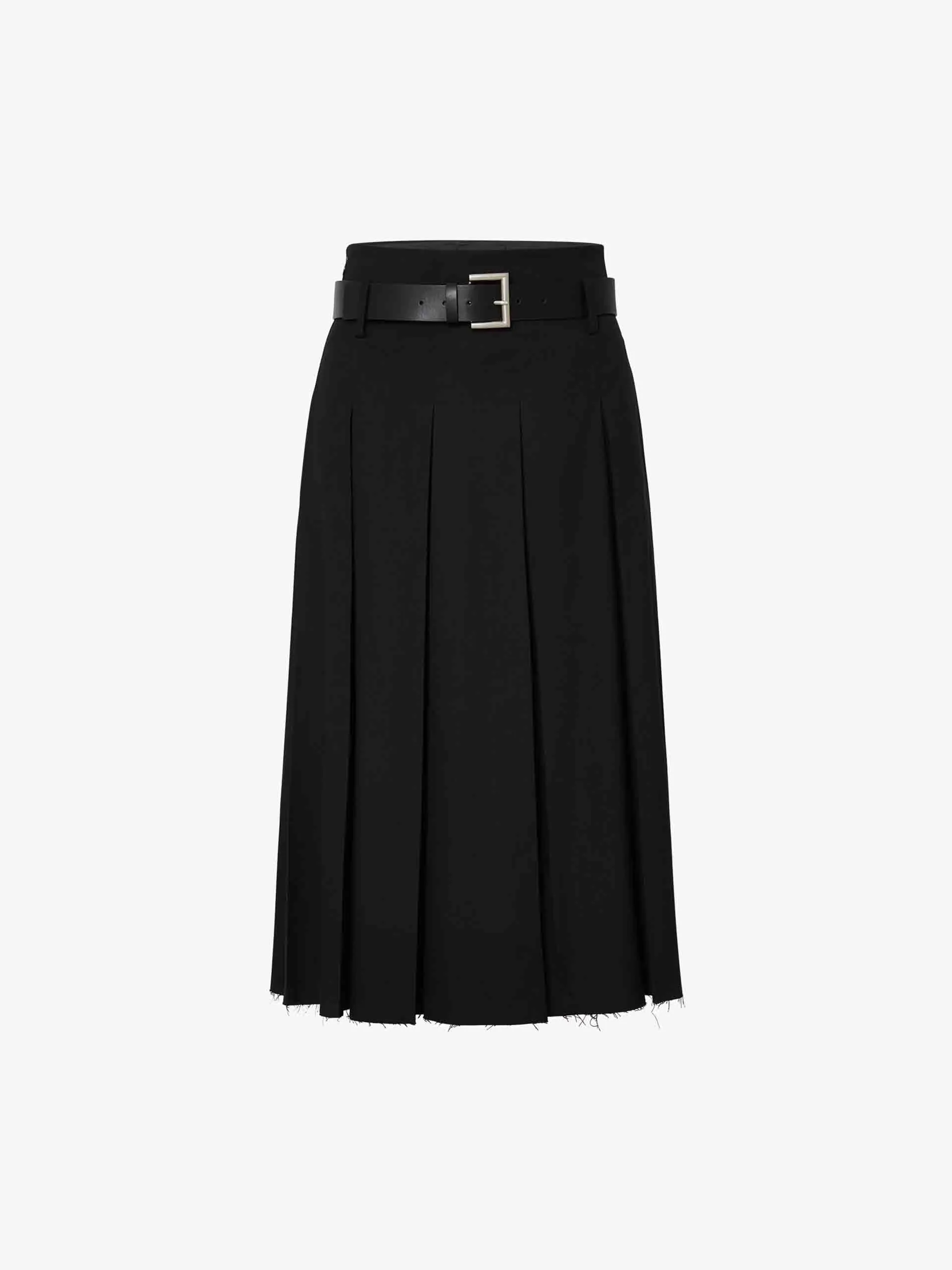 Raw Hem Pleated Skirt