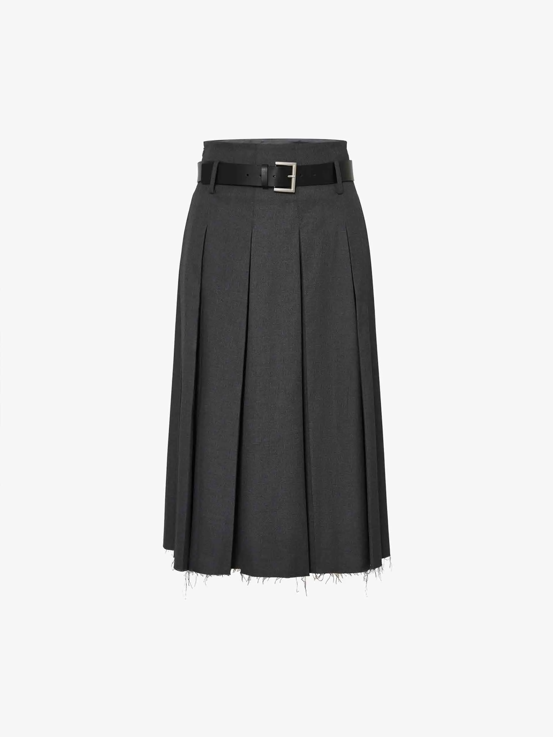 Raw Hem Pleated Skirt