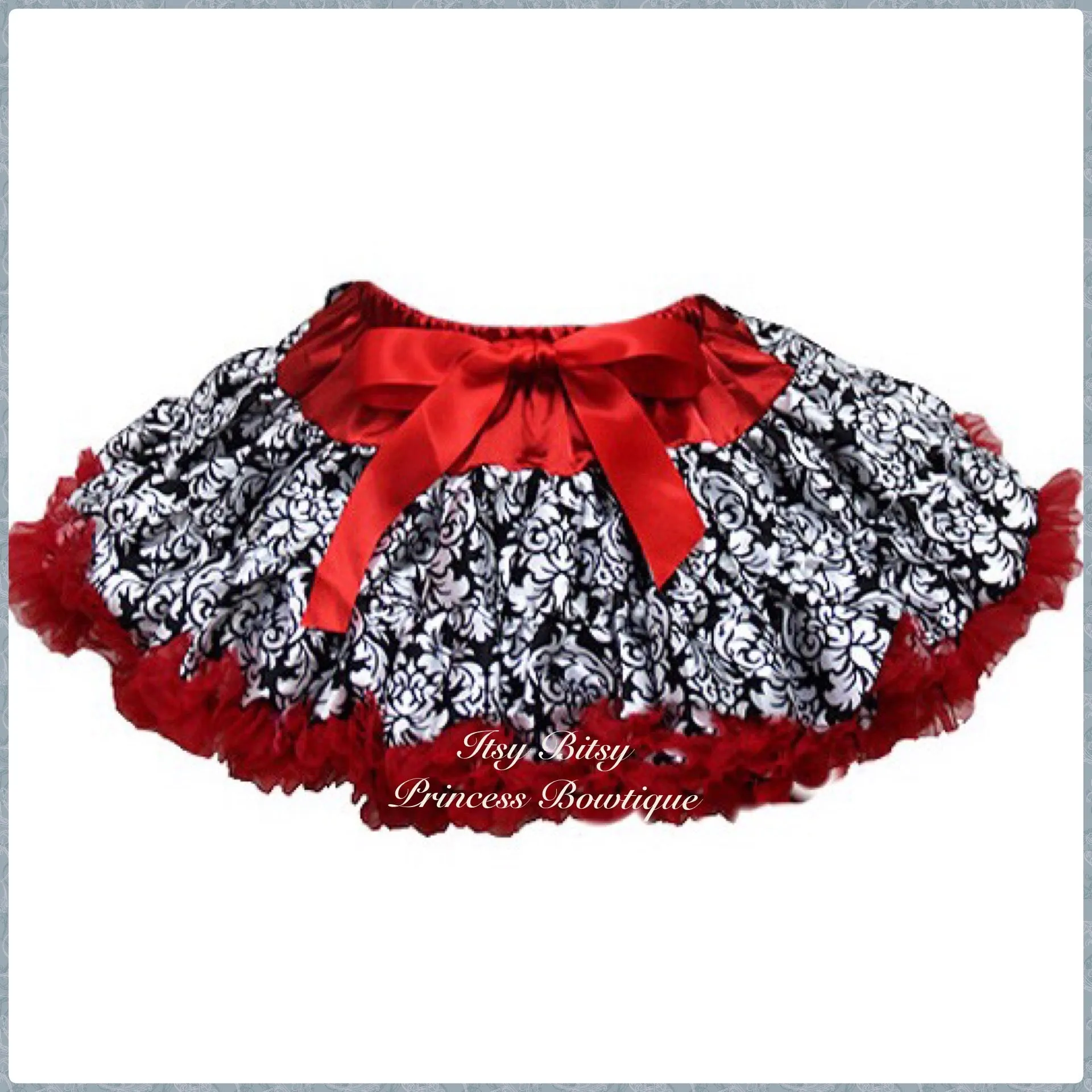 Red Damask Ruffles Pettiskirt