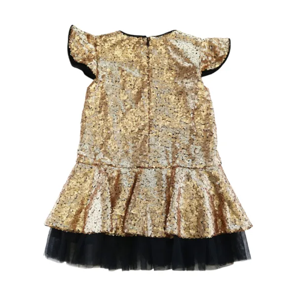 Ruffle Slv Sequin Dress