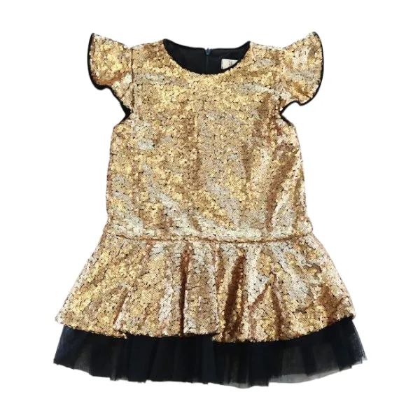 Ruffle Slv Sequin Dress