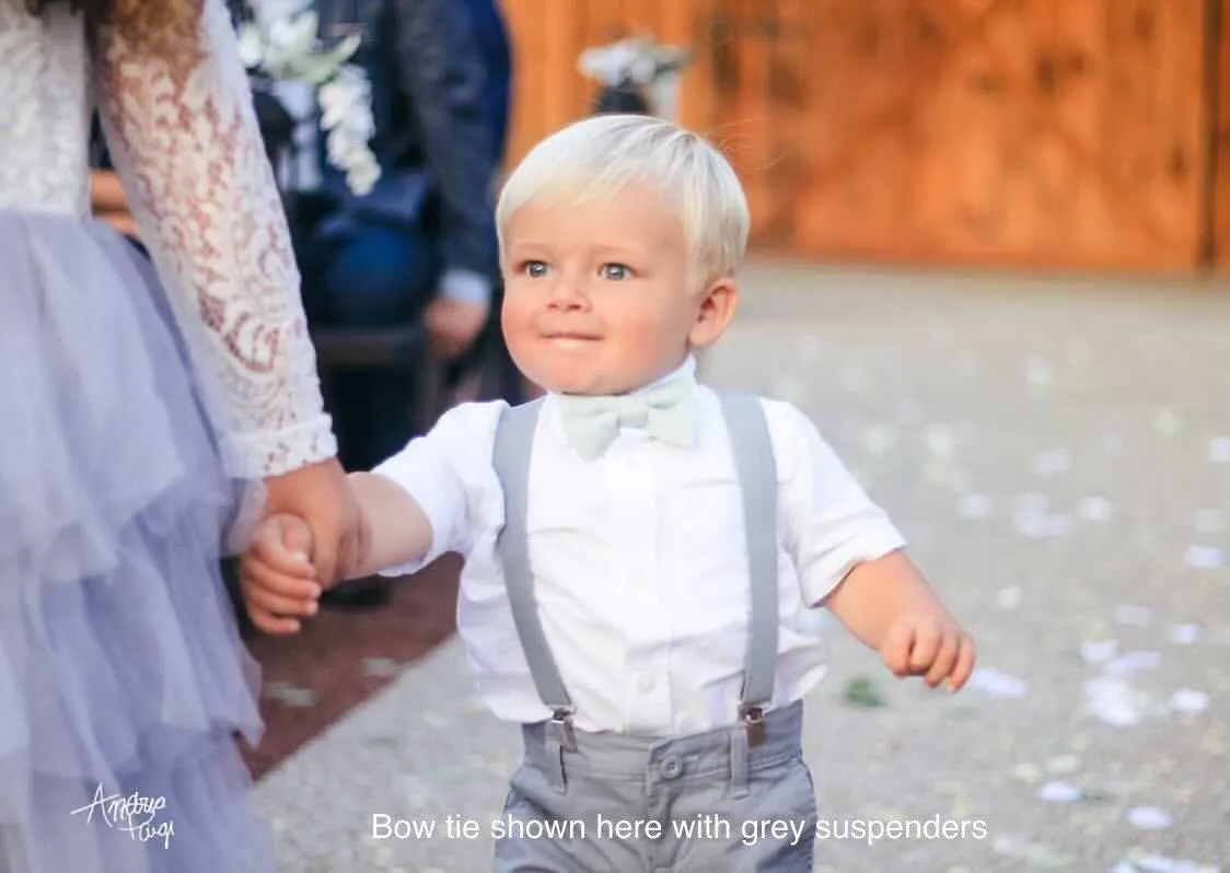 Sage Bow Tie & Black Suspenders Set