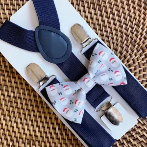 Santa Bow Tie & Navy Suspenders Set