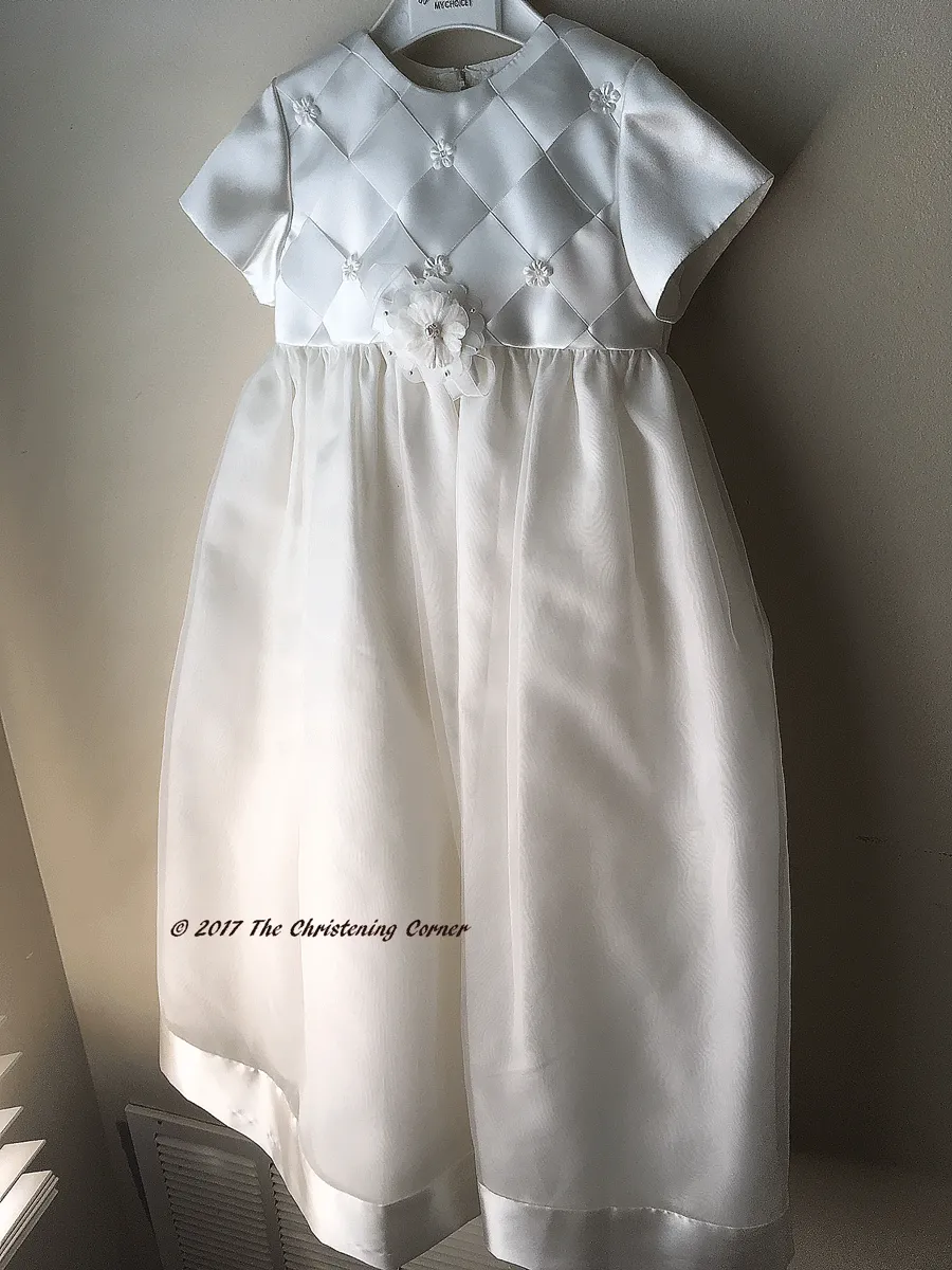 Sarah Louise Satin Ribbon Weave Christening Gown