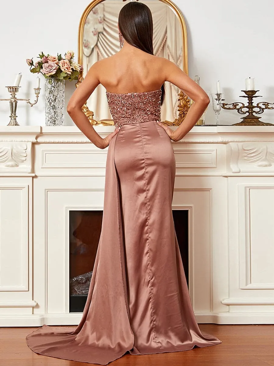 Strapless Sequin A-Line Evening Dress XH1964