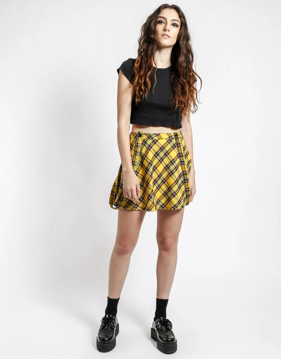 Tripp NYC Suspender Skirt Yellow Plaid