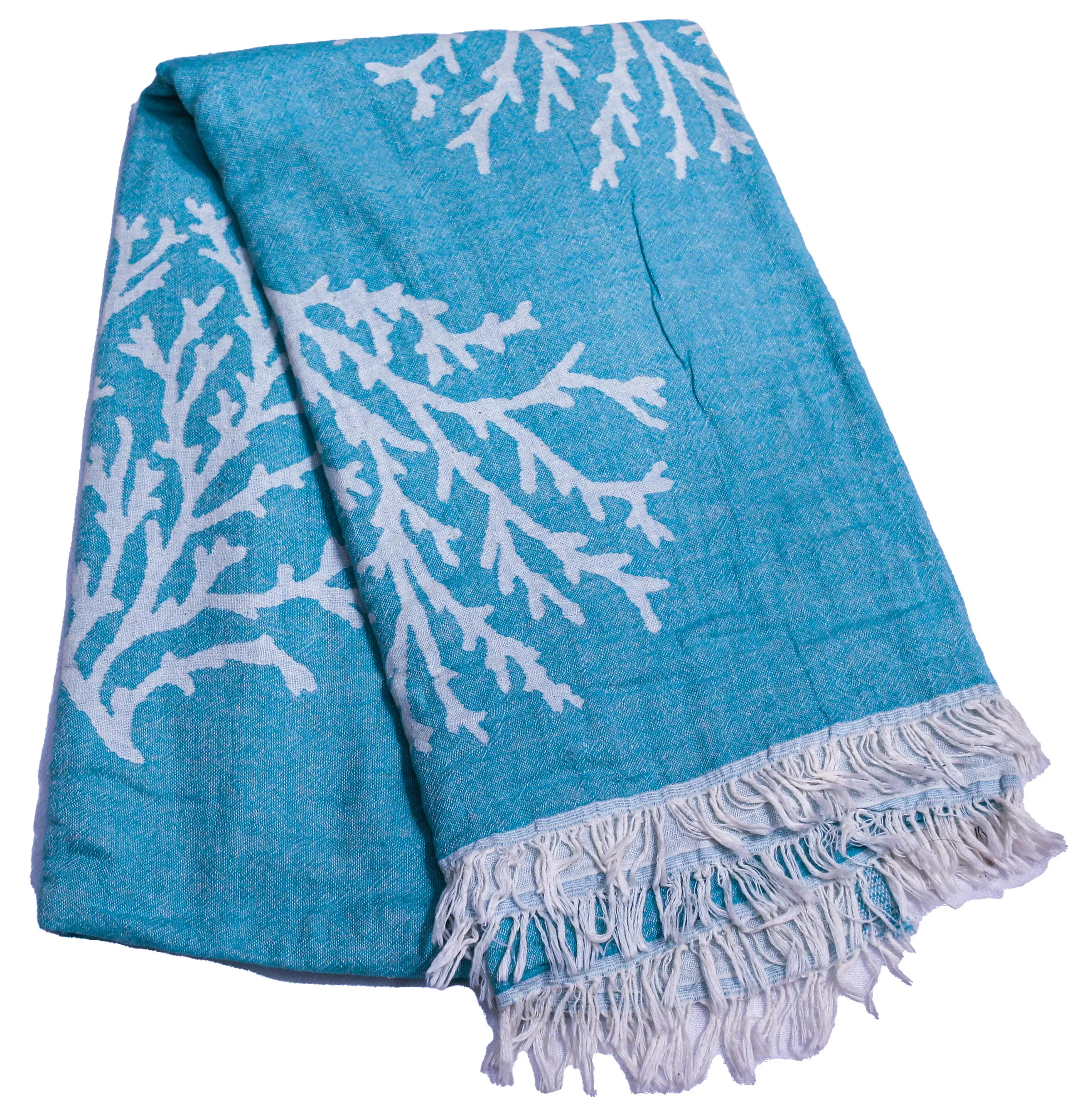 Turquoise Coral Turkish Towel