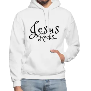 Uniquely You Mens Hoodie - Pullover Hooded Sweatshirt -Black Graphic/Jesus Rocks