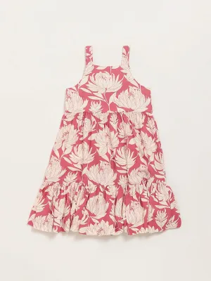 Utsa Kids Pink Printed Strappy Dress (2 - 8yrs)