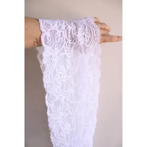 Vintage 1980s 1990s Stretch Lace Trim, White, 2 yards, 6.75" wide