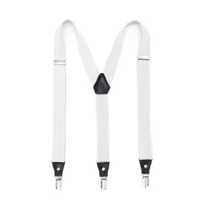 White Clip-On Unisex Suspenders