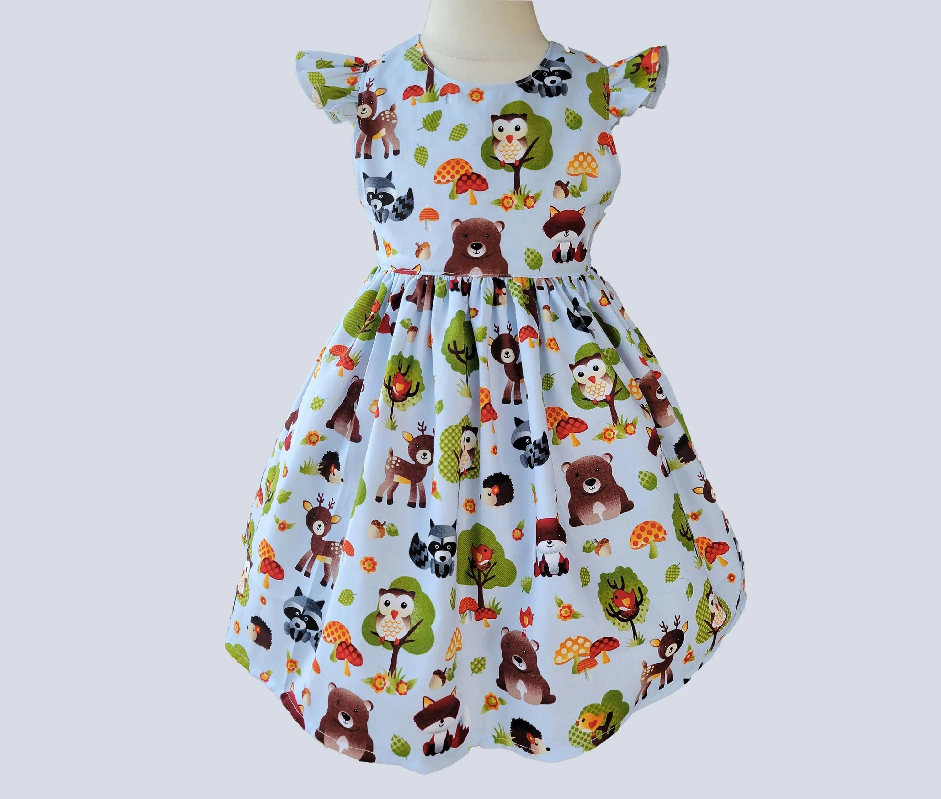 Woodland Animals Girls Dress, Forest Animals Dress, Girls Animal Party Dress, Toddler Dresses