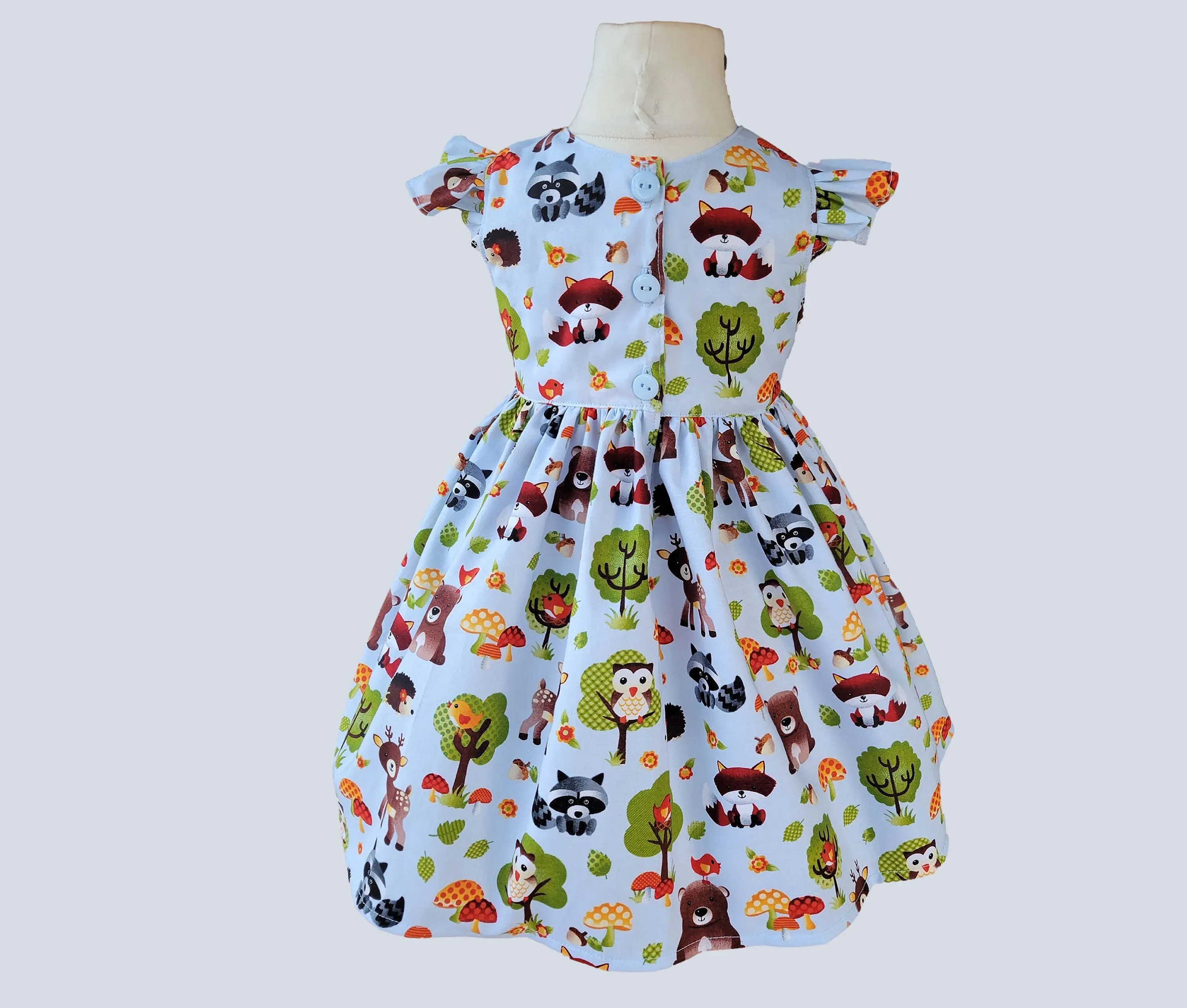 Woodland Animals Girls Dress, Forest Animals Dress, Girls Animal Party Dress, Toddler Dresses