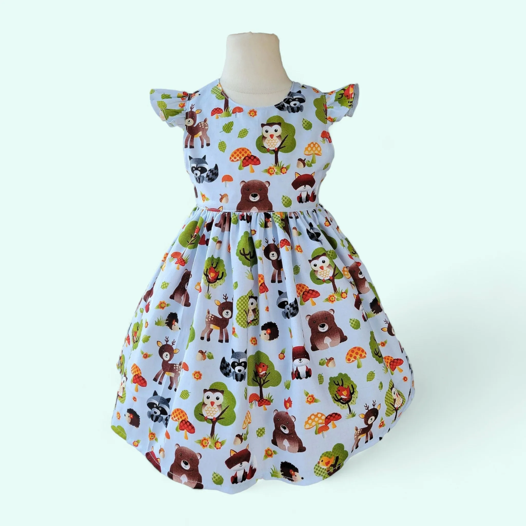 Woodland Animals Girls Dress, Forest Animals Dress, Girls Animal Party Dress, Toddler Dresses