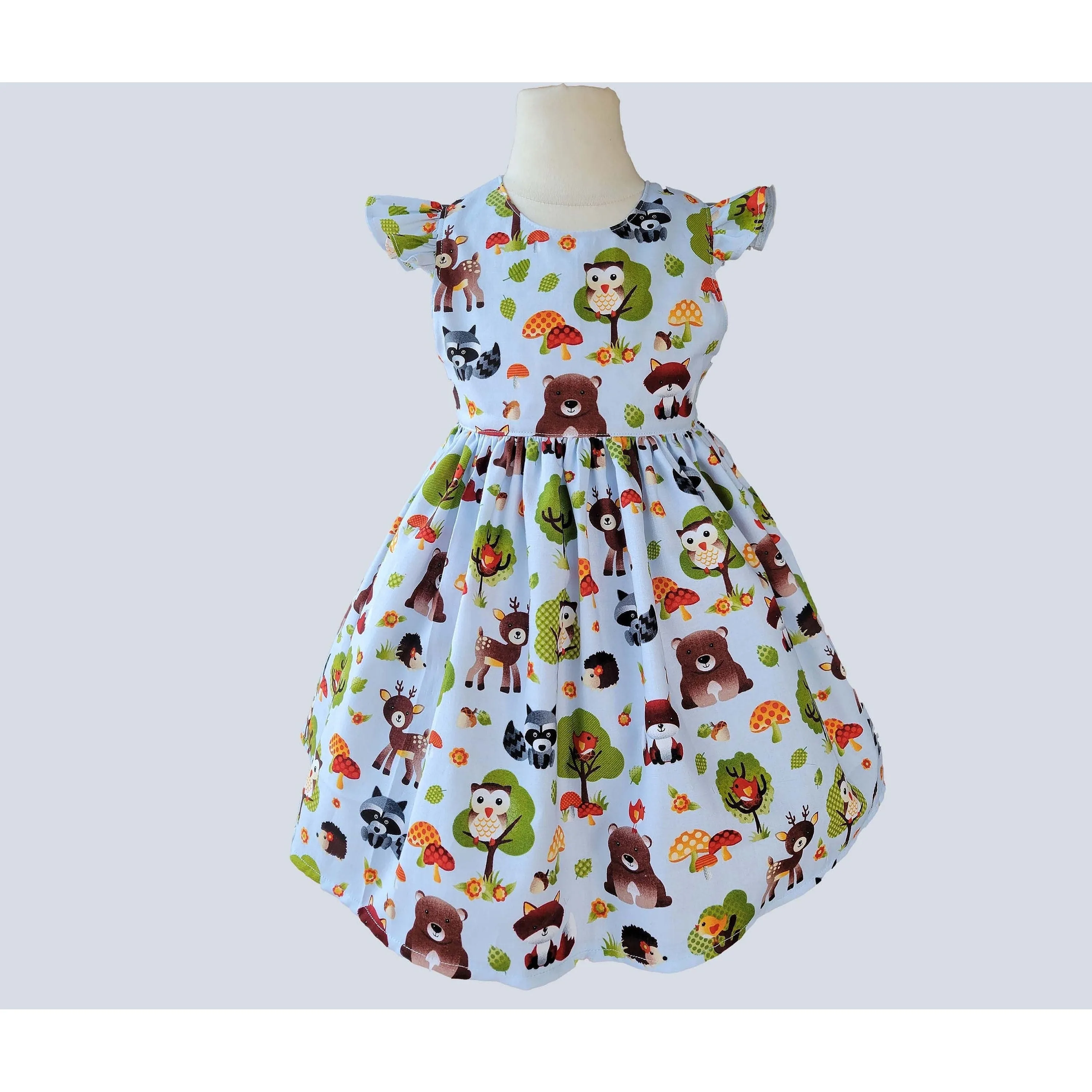 Woodland Animals Girls Dress, Forest Animals Dress, Girls Animal Party Dress, Toddler Dresses